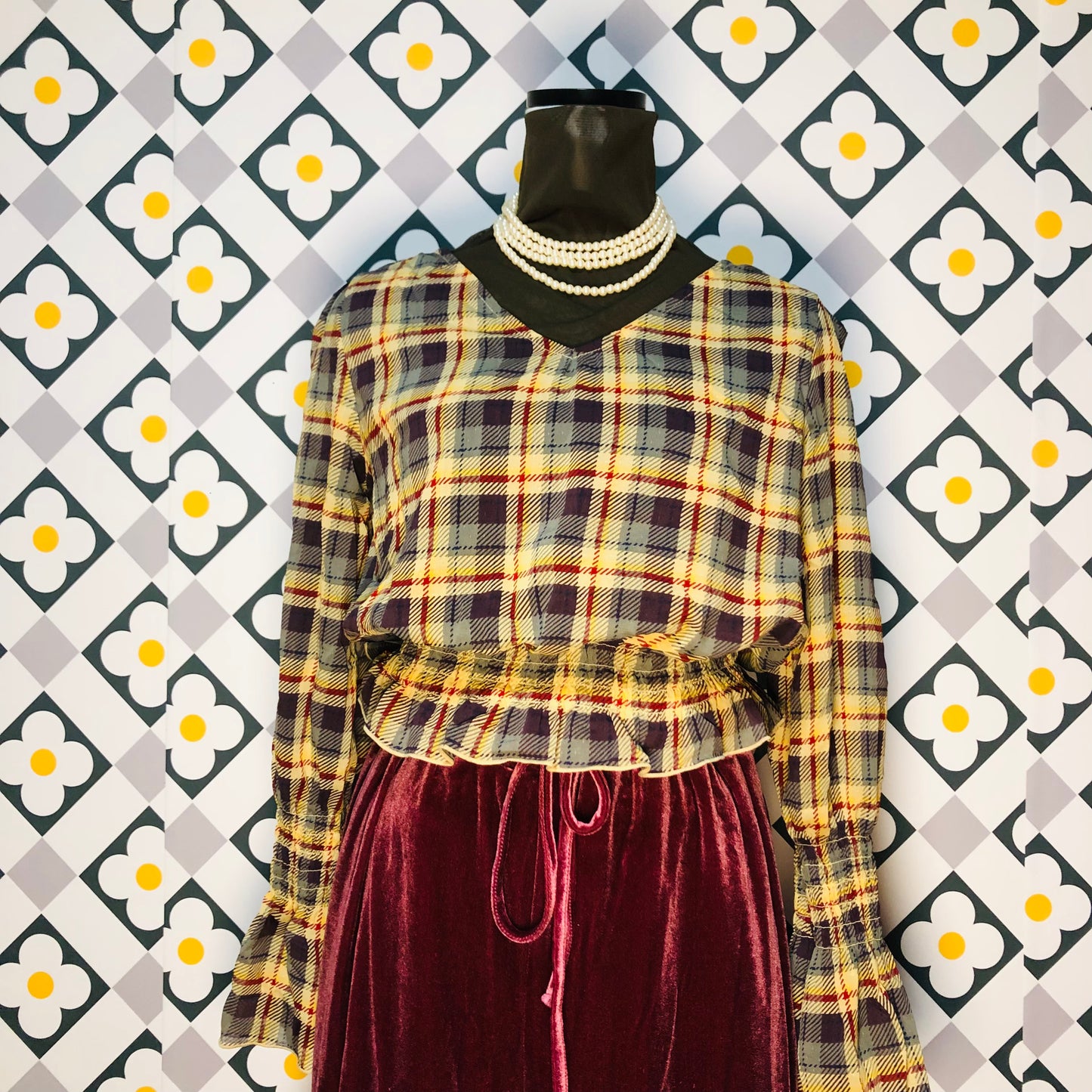 Lily Brown チェック柄 L/S ブラウス