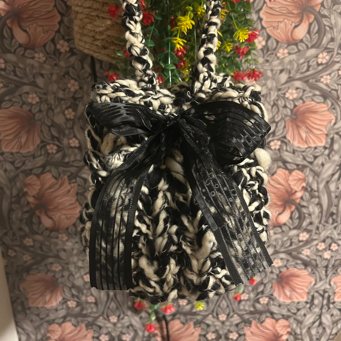 白黒リボンバッグ